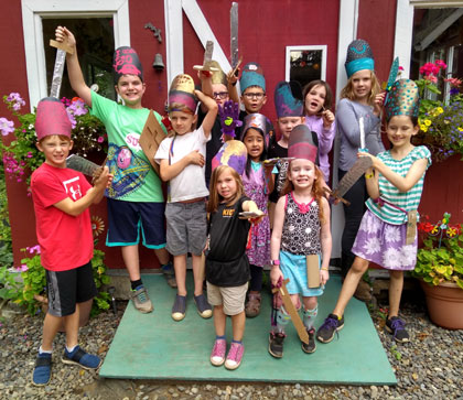 Fun in the Sun campers made pirate hats, parrots, and swords, 